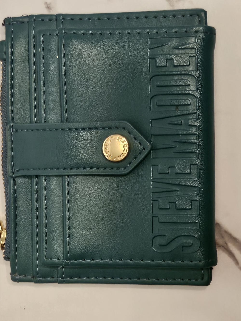 Steve Madden Teal Fold-Over Wallet with Embossed Logo